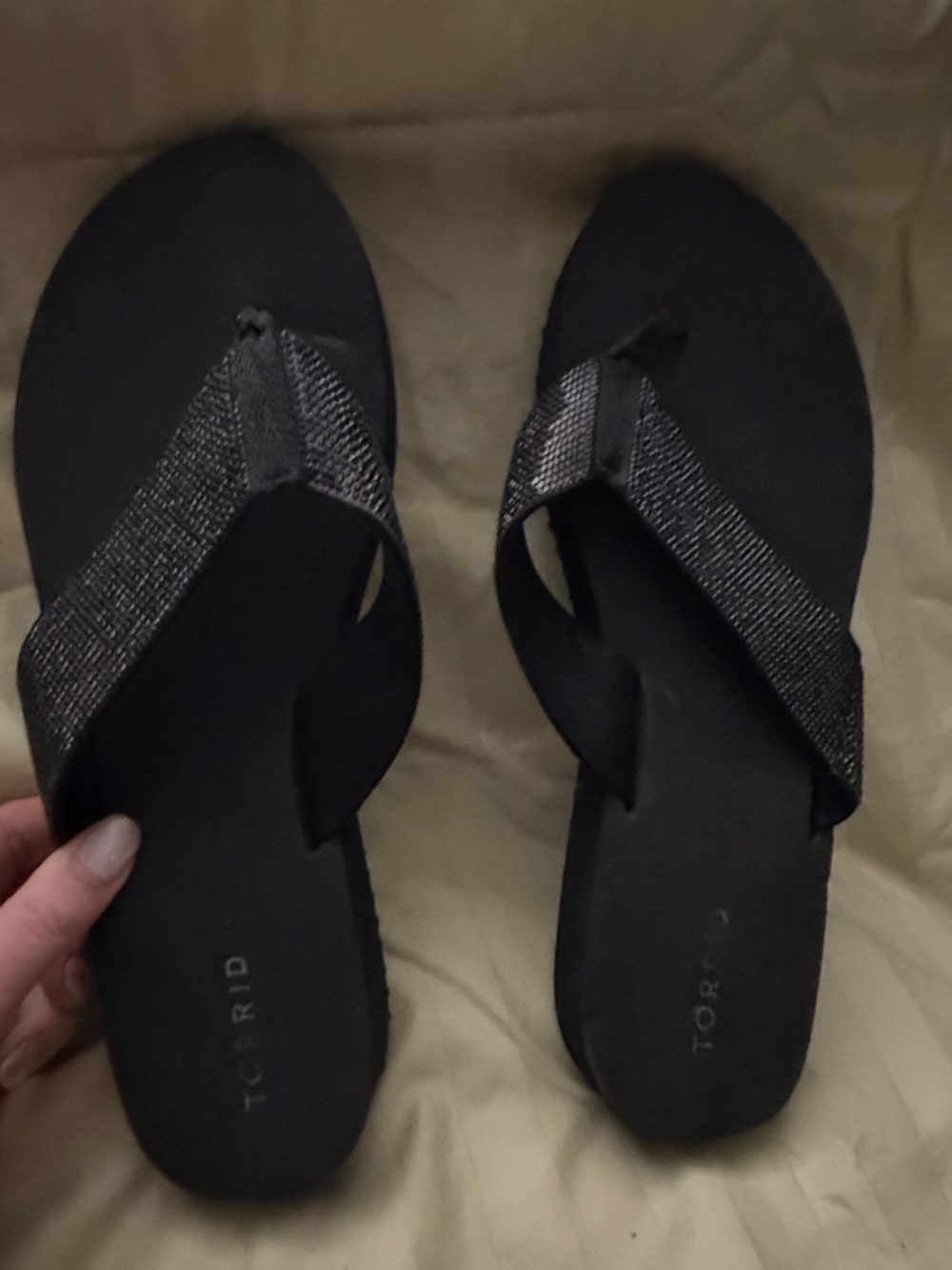 torrid Black Sparkle Thong Sandals